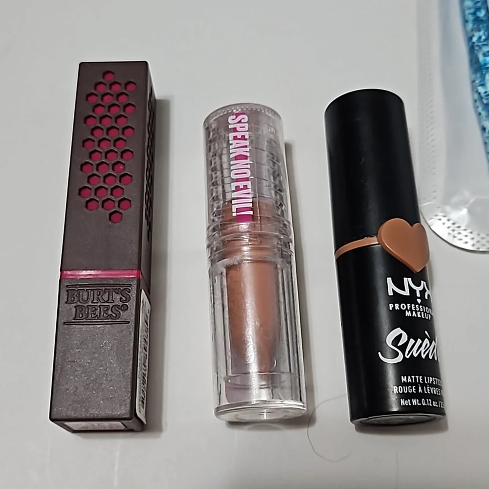Lipstick, Brushes Bundle Lot of Makeup Burts Bees & NYX